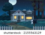 country house night. cartoon... | Shutterstock .eps vector #2155563129
