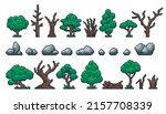 pixel plants and stones. retro... | Shutterstock .eps vector #2157708339