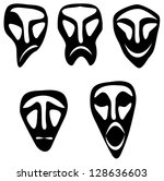 masks with emotions on a white... | Shutterstock . vector #128636603