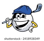 cartoon style funny golf ball...