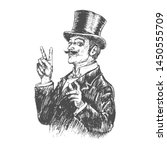elegant gentleman in top hat... | Shutterstock .eps vector #1450555709