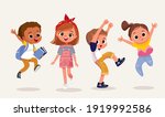 set  group of 4 four happy... | Shutterstock .eps vector #1919992586