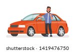 man stands next to a new car... | Shutterstock .eps vector #1419476750