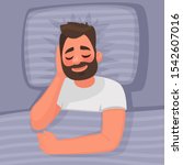 sleep. a man is sleeping in bed.... | Shutterstock .eps vector #1542607016
