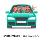 happy family rides in a car.... | Shutterstock .eps vector #1619620273