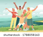 happy friends on a journey to... | Shutterstock .eps vector #1788058163