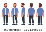 bearded man in casual clothes.... | Shutterstock .eps vector #1921345193