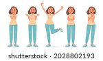 happy woman character set. cute ... | Shutterstock .eps vector #2028802193