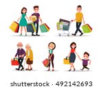 set of characters and people... | Shutterstock .eps vector #492142693