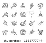 paint brushes line icons. color ... | Shutterstock .eps vector #1986777749