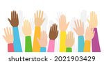 raised hands volunteering... | Shutterstock .eps vector #2021903429
