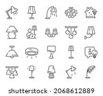 lamps line icons. spotlight led ... | Shutterstock .eps vector #2068612889