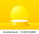 yellow cylinder pedestal 3d... | Shutterstock .eps vector #2140521883