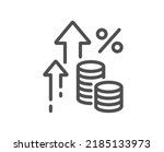 Inflation line icon. Money tax rate sign. Financial interest symbol. Quality design element. Linear style inflation icon. Editable stroke. Vector