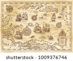 ancient pirate map of the... | Shutterstock .eps vector #1009376746