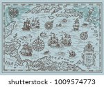 old map of the caribbean sea... | Shutterstock .eps vector #1009574773