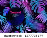 Night Tropical Party Ivitation. ...