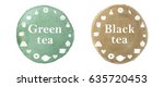 green and black tea.watercolor... | Shutterstock .eps vector #635720453