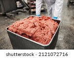 Ground Beef Meat In Container...