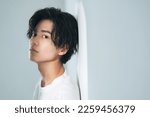 Small photo of Portrait of young Asian man. Men's beauty concept. Men's cosmetics.