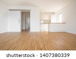 empty flat with wooden beech flooring