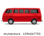 Red Old Van Isolated. 3d...