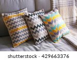Cushions on sofa, indoors