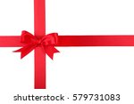 silk red ribbon isolated on... | Shutterstock . vector #579731083