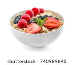 Tasty Oatmeal With Berries In...
