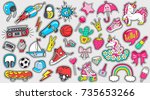 big set of girl's and boy's... | Shutterstock .eps vector #735653266