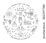 wedding line icons collection.... | Shutterstock .eps vector #382297780