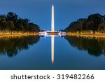 Washington monument, mirrored in the reflecting pool