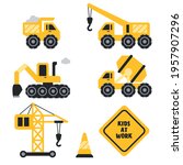 kids construction cars and... | Shutterstock .eps vector #1957907296