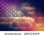 American flag with night sky background.