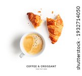 Coffee Cup And Fresh Croissant...