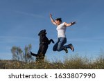 labrador dog with middle aged... | Shutterstock . vector #1633807990