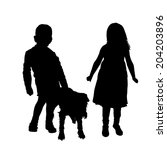 vector silhouette of children... | Shutterstock .eps vector #204203896