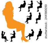 vector silhouette of a woman on ... | Shutterstock .eps vector #244580050