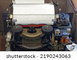 Small photo of Blank paper roll in Automated typewriter telex machine communication