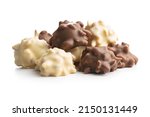 Chocolate truffles. Sweer pralines isolated on a white background.