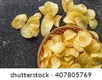 Crispy Potato Chips In A Wicker ...