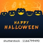 six spooky pumpkins. greeting... | Shutterstock .eps vector #1166799490