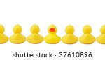 yellow rubber ducks in a row.... | Shutterstock . vector #37610896