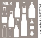 Milk Bottles. Icon Set