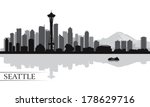 Seattle City Skyline Silhouette ...