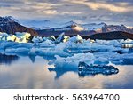 Iceland, Jokulsarlon lagoon, Beautiful cold landscape picture of icelandic glacier lagoon bay,