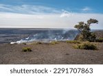 View of the caldera of the Kilauea volcano, the most active of the five volcanoes that form Hawaii island, Hawaii Volcanoes National Park, USA