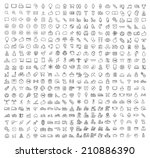 400 universal thin line black... | Shutterstock .eps vector #210886390