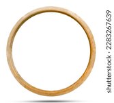 Small photo of circular wooden frame, Circular wooden frame, large size for wall mounting, opening the wall for views or picture frames isolated on white background.