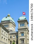 Small photo of The Parliament Building in Bern, Switzerland. Seat of the Swiss Parliament. The Swiss federal government headquarters. The National Council and Council of States convene for regular sessions there